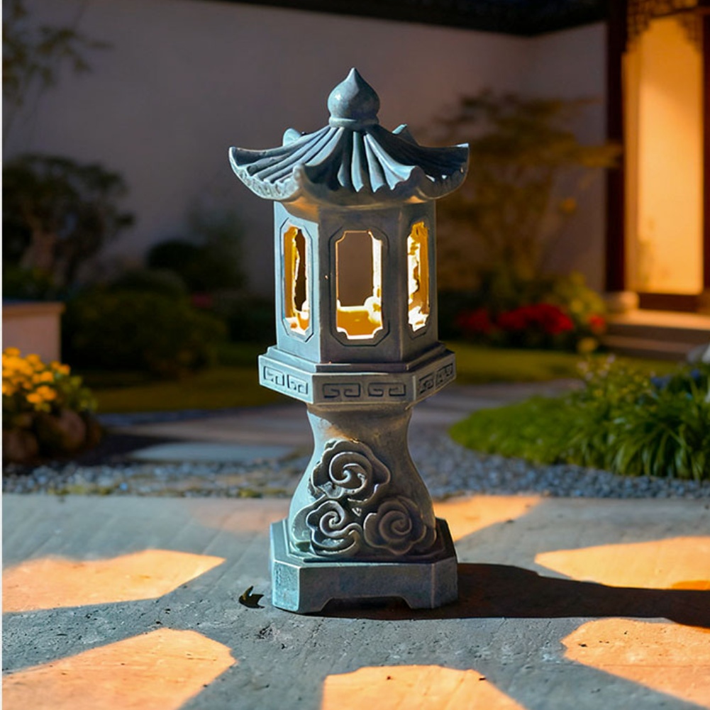Outdoor Zen Lighting - Linterna de pagoda solar Zen con