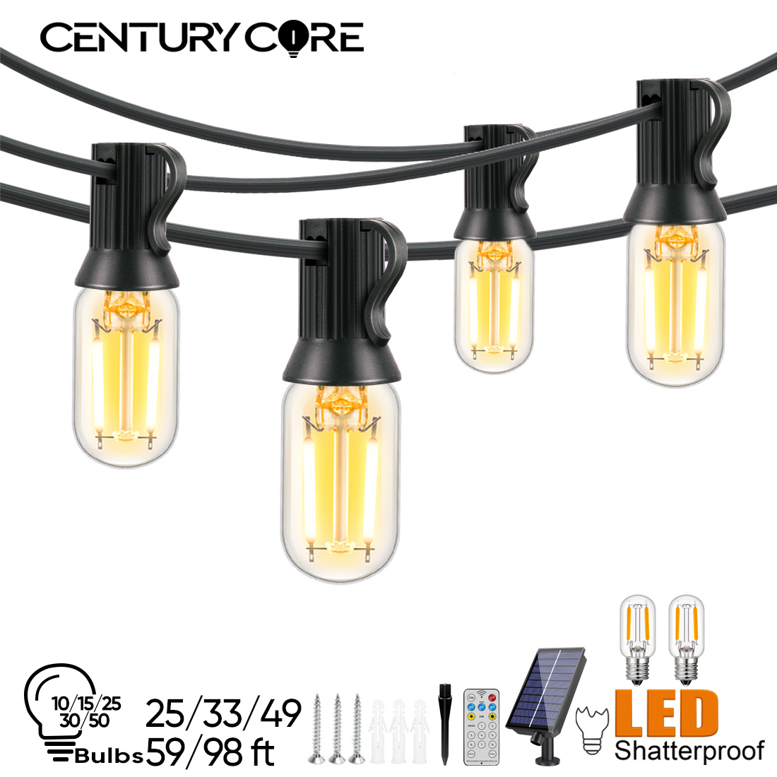 String Light Bistro - Guirnaldas de luces alimentadas por energía