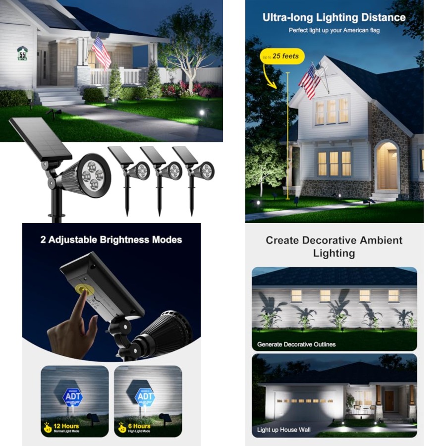 Outdoor Lighting Spotlight - Focos Solares para Exteriores, Impermeables, para