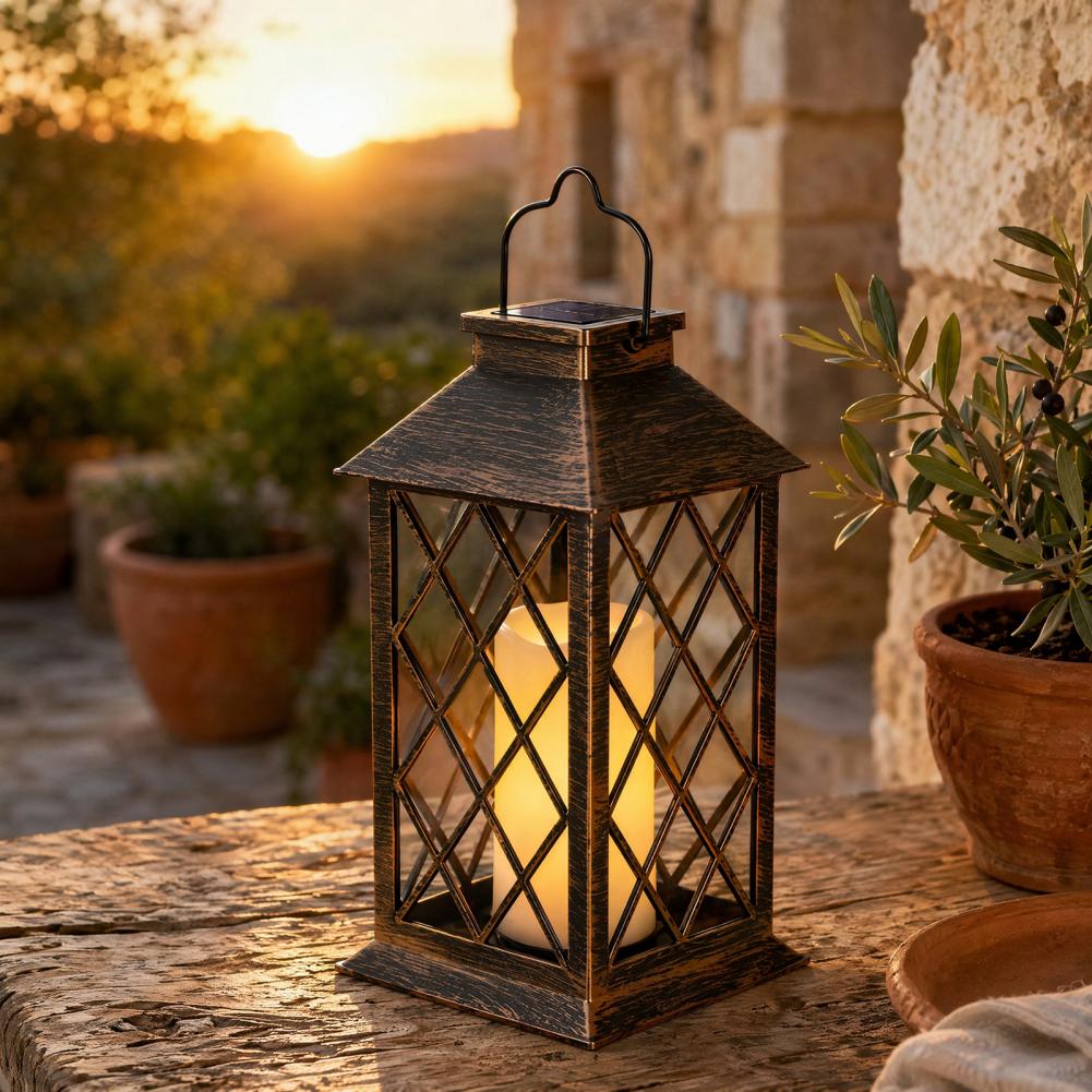 Outdoor Lighting Yard - Linterna Solar Retro, Lámpara Solar de