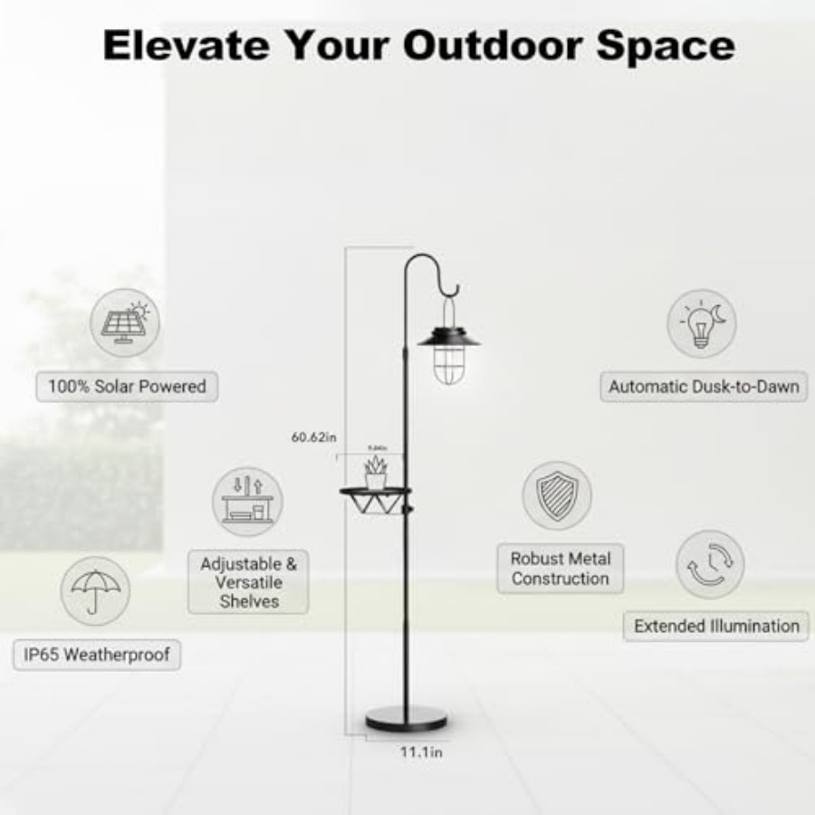 Lámpara Solar de Pie con Mesa, - Outdoor Lighting Lamps reseña y precio