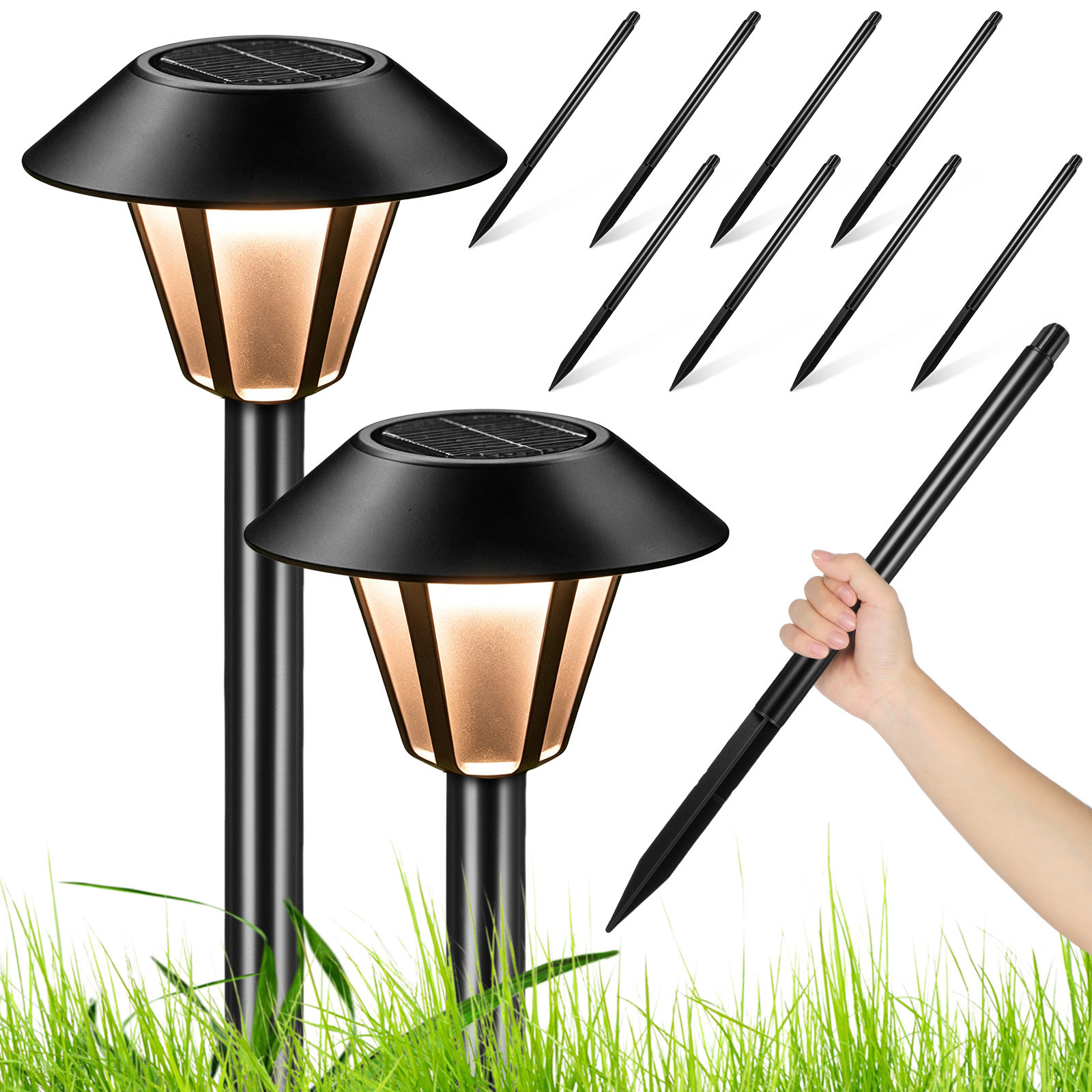 Juego de 8 estacas de plástico - Outdoor Lighting Yard reseña y precio