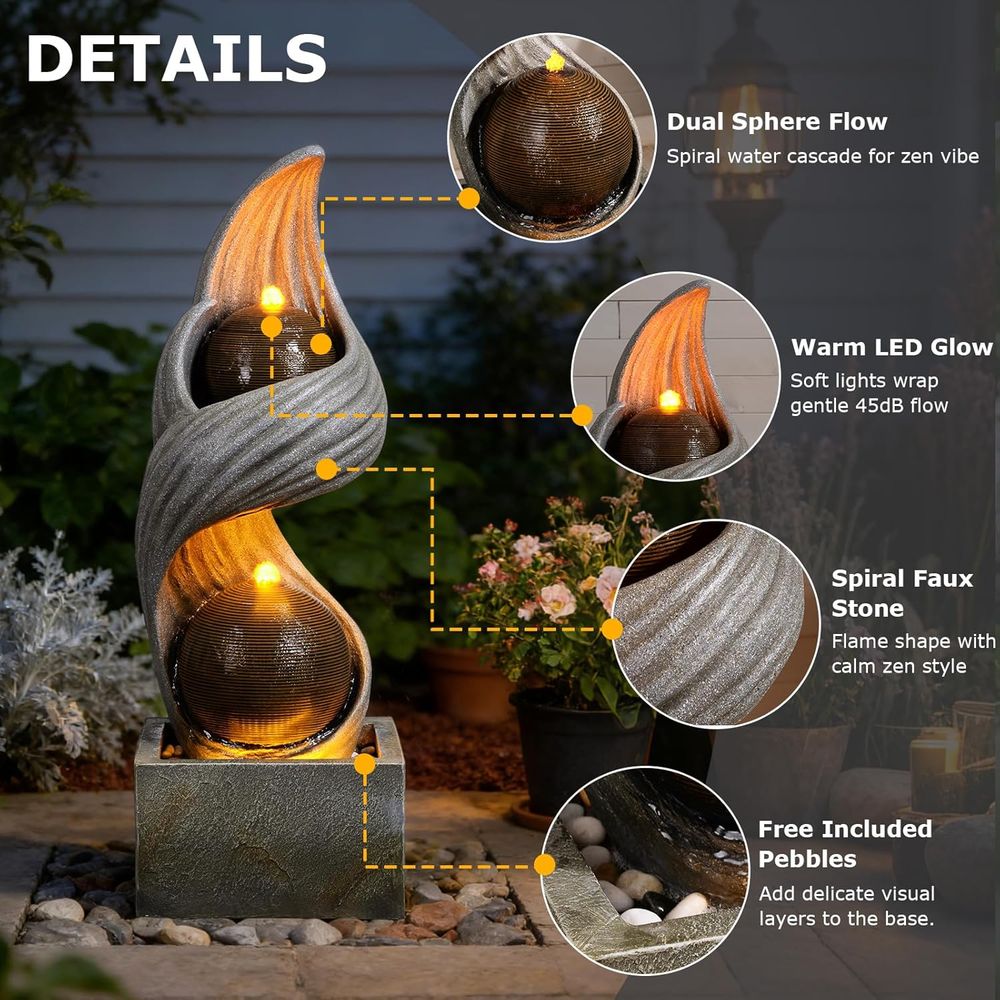 Fuente de agua grande para ext - Outdoor Zen Lighting reseña y precio