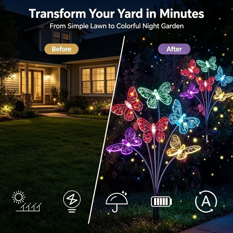 Luces de Mariposa con Energía  - Outdoor Lighting Yard reseña y precio