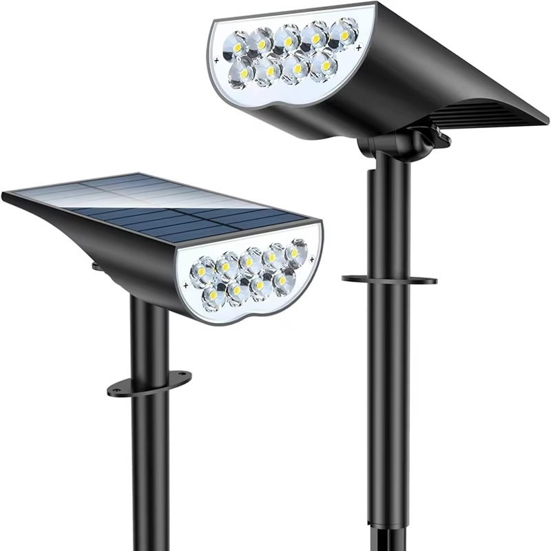 9 focos solares de jardín LED, - Outdoor Lighting Spotlight reseña y precio
