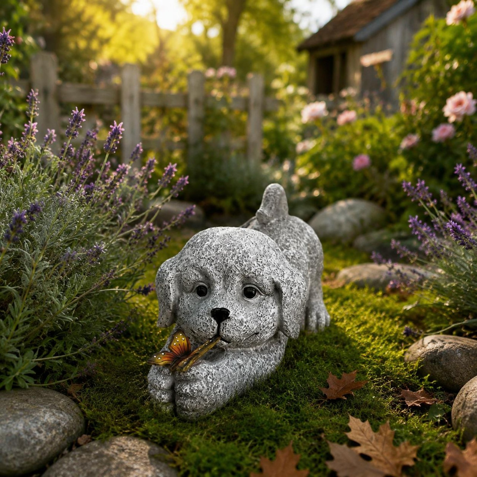 Estatua de perro solar, artesa - Outdoor Lighting Yard reseña y precio