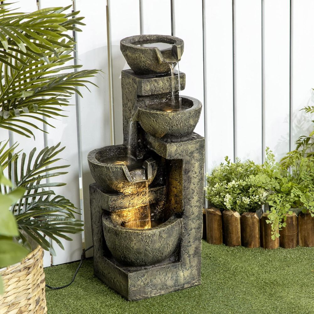 Cascada de piedra de 4 niveles - Outdoor Zen Lighting reseña y precio