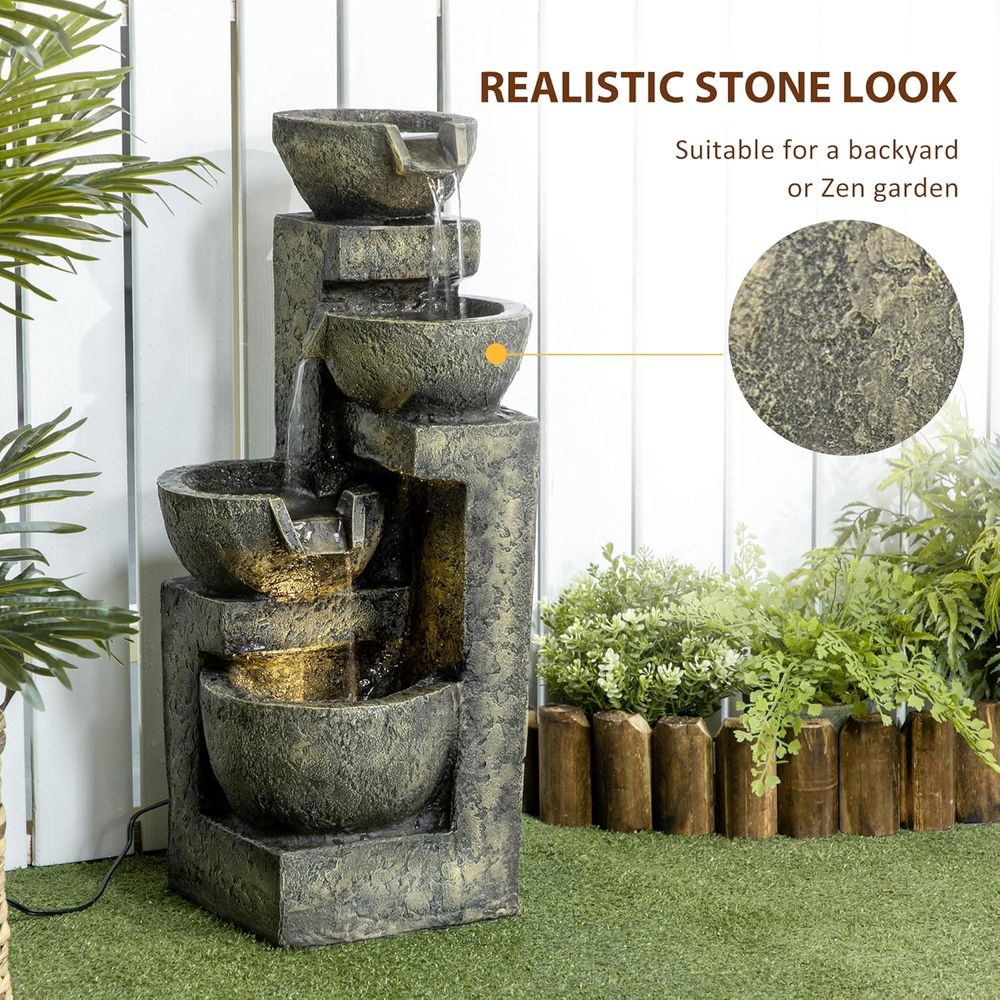 Cascada de piedra de 4 niveles - Outdoor Zen Lighting reseña y precio