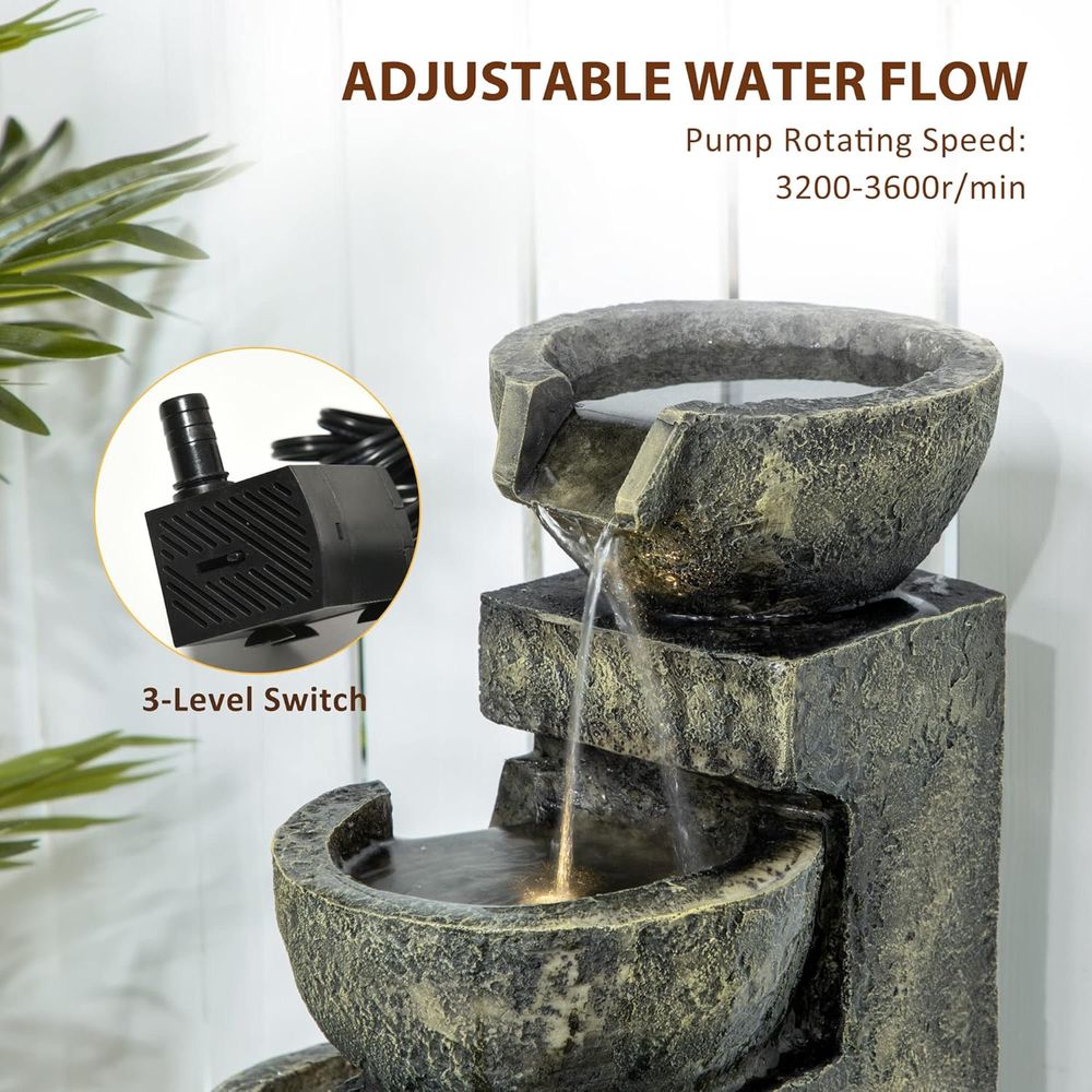 Cascada de piedra de 4 niveles - Outdoor Zen Lighting reseña y precio